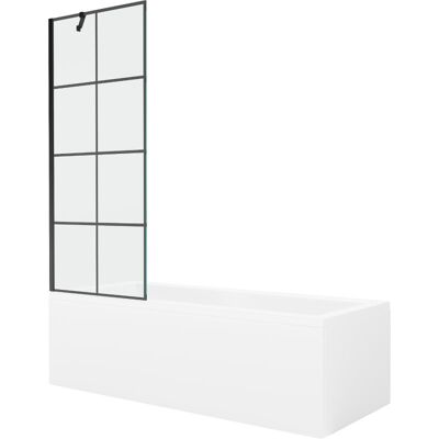 Mexen Cubik wanna prostokątna 160 x 70 cm z obudową i parawanem 1-skrzydłowym 70 cm, czarny wzór Mexen Cubik wanna prostokątna 160 x 70 cm z obudową i parawanem 1-skrzydłowym 70 cm, czarny wzór