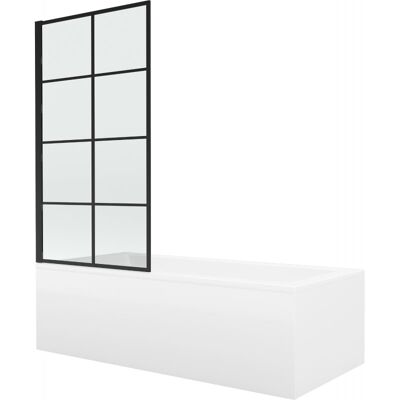 Mexen Cubik wanna prostokątna 160 x 70 cm z obudową i parawanem 1-skrzydłowym 70 cm, czarny wzór fix Mexen Cubik wanna prostokątna 160 x 70 cm z obudową i parawanem 1-skrzydłowym 70 cm, czarny wzór fix