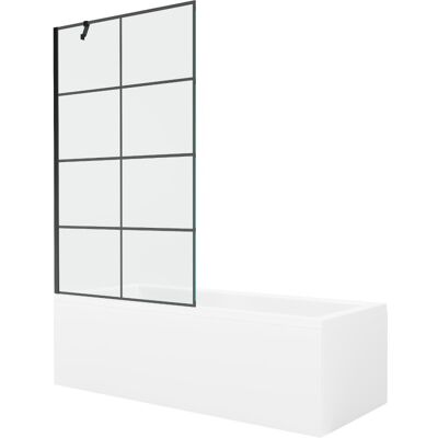 Mexen Cubik wanna prostokątna 170 x 70 cm z obudową i parawanem 1-skrzydłowym 100 cm, czarny wzór Mexen Cubik wanna prostokątna 170 x 70 cm z obudową i parawanem 1-skrzydłowym 100 cm, czarny wzór