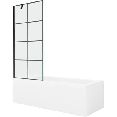Mexen Cubik wanna prostokątna 170 x 70 cm z obudową i parawanem 1-skrzydłowym 80 cm, czarny wzór Mexen Cubik wanna prostokątna 170 x 70 cm z obudową i parawanem 1-skrzydłowym 80 cm, czarny wzór