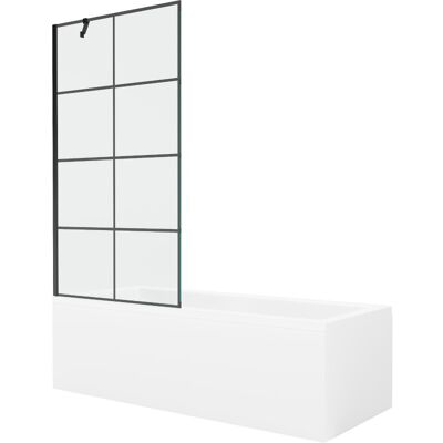 Mexen Cubik wanna prostokątna 170 x 70 cm z obudową i parawanem 1-skrzydłowym 90 cm, czarny wzór Mexen Cubik wanna prostokątna 170 x 70 cm z obudową i parawanem 1-skrzydłowym 90 cm, czarny wzór