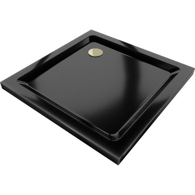 Mexen Flat brodzik kwadratowy slim 90 x 90 cm, czarny, syfon złoty Mexen Flat brodzik kwadratowy slim 90 x 90 cm, czarny, syfon złoty