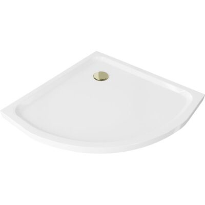 Mexen Flat brodzik półokrągły slim 100 x 100 cm, biały, syfon złoty Mexen Flat brodzik półokrągły slim 100 x 100 cm, biały, syfon złoty