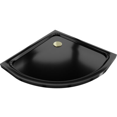 Mexen Flat brodzik półokrągły slim 100 x 100 cm, czarny, syfon złoty Mexen Flat brodzik półokrągły slim 100 x 100 cm, czarny, syfon złoty