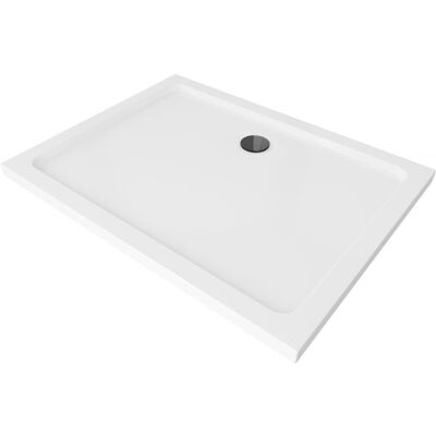 Mexen Flat brodzik prostokątny slim 100 x 80 cm, biały, syfon czarny Mexen Flat brodzik prostokątny slim 100 x 80 cm, biały, syfon czarny