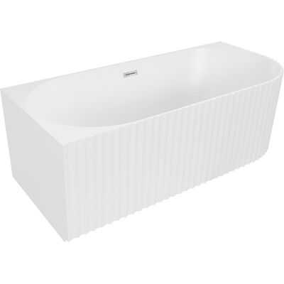 Mexen Gia wanna wolnostojąca narożna ryflowana lewa 150 x 75 cm, biała mat, przelew chrom - 52701507501L-01 Mexen Gia wanna wolnostojąca narożna ryflowana lewa 150 x 75 cm, biała mat, przelew chrom - 52701507501L-01