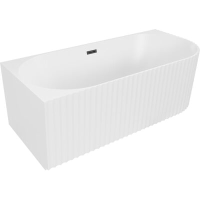 Mexen Gia wanna wolnostojąca narożna ryflowana lewa 150 x 75 cm, biała mat, przelew czarny - 52701507501L-70 Mexen Gia wanna wolnostojąca narożna ryflowana lewa 150 x 75 cm, biała mat, przelew czarny - 52701507501L-70
