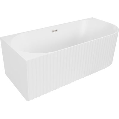 Mexen Gia wanna wolnostojąca narożna ryflowana lewa 150 x 75 cm, biała mat, przelew nikiel szczotkowany - 52701507501L-97 Mexen Gia wanna wolnostojąca narożna ryflowana lewa 150 x 75 cm, biała mat, przelew nikiel szczotkowany - 52701507501L-97