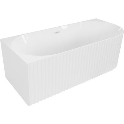 Mexen Gia wanna wolnostojąca narożna ryflowana lewa 150 x 75 cm, biała połysk, przelew biały - 52701507500L-20 Mexen Gia wanna wolnostojąca narożna ryflowana lewa 150 x 75 cm, biała połysk, przelew biały - 52701507500L-20