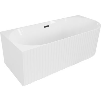 Mexen Gia wanna wolnostojąca narożna ryflowana lewa 150 x 75 cm, biała połysk, przelew czarny - 52701507500L-70 Mexen Gia wanna wolnostojąca narożna ryflowana lewa 150 x 75 cm, biała połysk, przelew czarny - 52701507500L-70