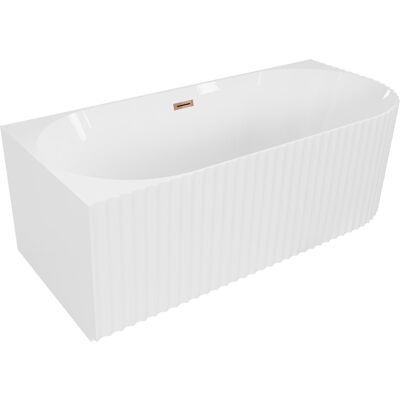 Mexen Gia wanna wolnostojąca narożna ryflowana lewa 150 x 75 cm, biała połysk, przelew różowe złoto - 52701507500L-60 Mexen Gia wanna wolnostojąca narożna ryflowana lewa 150 x 75 cm, biała połysk, przelew różowe złoto - 52701507500L-60