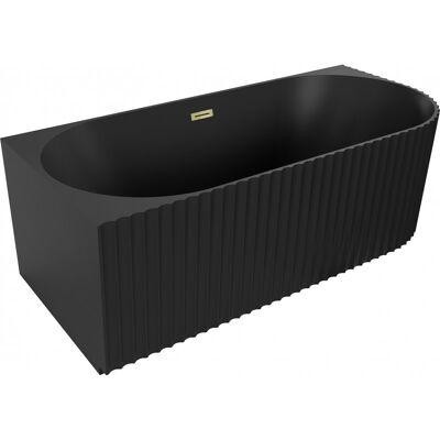 Mexen Gia wanna wolnostojąca narożna ryflowana lewa 150 x 75 cm, czarna mat, przelew złoty - 52701507571L-50 Mexen Gia wanna wolnostojąca narożna ryflowana lewa 150 x 75 cm, czarna mat, przelew złoty - 52701507571L-50