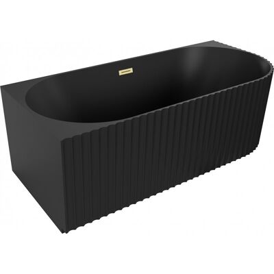 Mexen Gia wanna wolnostojąca narożna ryflowana lewa 150 x 75 cm, czarna mat, przelew złoty szczotkowany - 52701507571L-55 Mexen Gia wanna wolnostojąca narożna ryflowana lewa 150 x 75 cm, czarna mat, przelew złoty szczotkowany - 52701507571L-55