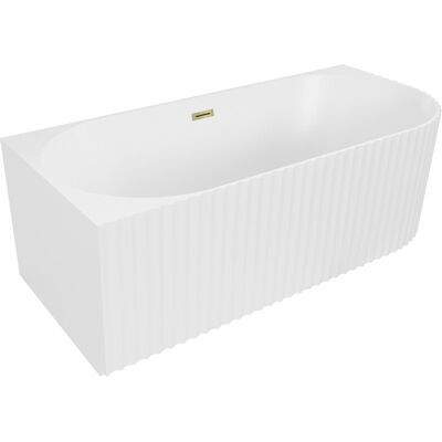 Mexen Gia wanna wolnostojąca narożna ryflowana lewa 170 x 80 cm, biała mat, przelew złoty - 52701708001L-50 Mexen Gia wanna wolnostojąca narożna ryflowana lewa 170 x 80 cm, biała mat, przelew złoty - 52701708001L-50