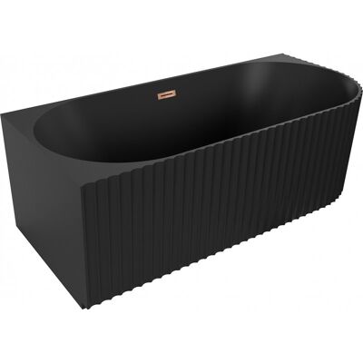 Mexen Gia wanna wolnostojąca narożna ryflowana lewa 170 x 80 cm, czarna mat, przelew różowe złoto - 52701708071L-60 Mexen Gia wanna wolnostojąca narożna ryflowana lewa 170 x 80 cm, czarna mat, przelew różowe złoto - 52701708071L-60