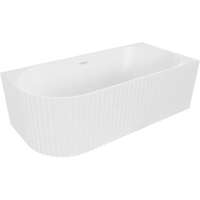 Mexen Gia wanna wolnostojąca narożna ryflowana prawa 150 x 75 cm, biała mat, przelew biały - 52701507501P-20 Mexen Gia wanna wolnostojąca narożna ryflowana prawa 150 x 75 cm, biała mat, przelew biały - 52701507501P-20