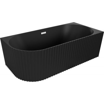 Mexen Gia wanna wolnostojąca narożna ryflowana prawa 150 x 75 cm, czarna mat, przelew biały - 52701507571P-20 Mexen Gia wanna wolnostojąca narożna ryflowana prawa 150 x 75 cm, czarna mat, przelew biały - 52701507571P-20
