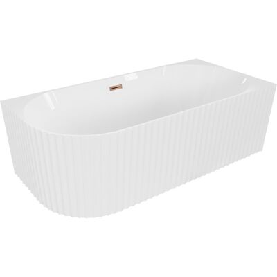 Mexen Gia wanna wolnostojąca narożna ryflowana prawa 170 x 80 cm, biała połysk, przelew różowe złoto - 52701708000P-60 Mexen Gia wanna wolnostojąca narożna ryflowana prawa 170 x 80 cm, biała połysk, przelew różowe złoto - 52701708000P-60