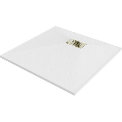 Mexen Hugo brodzik kwadratowy SMC 70 x 70 cm, biały, maskownica złota - 42107070-G Mexen Hugo brodzik kwadratowy SMC 70 x 70 cm, biały, maskownica złota - 42107070-G