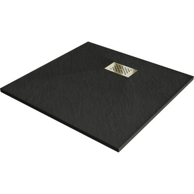 Mexen Hugo brodzik kwadratowy SMC 90 x 90 cm, czarny, maskownica złota - 42709090-G Mexen Hugo brodzik kwadratowy SMC 90 x 90 cm, czarny, maskownica złota - 42709090-G