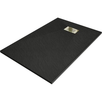 Mexen Hugo brodzik prostokątny SMC 110 x 70 cm, czarny, maskownica złota - 42707011-G Mexen Hugo brodzik prostokątny SMC 110 x 70 cm, czarny, maskownica złota - 42707011-G