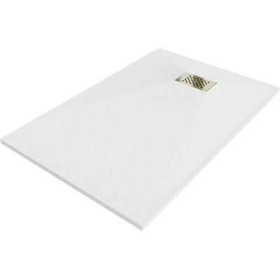 Mexen Hugo brodzik prostokątny SMC 110 x 80 cm, biały, maskownica złota - 42108011-G Mexen Hugo brodzik prostokątny SMC 110 x 80 cm, biały, maskownica złota - 42108011-G