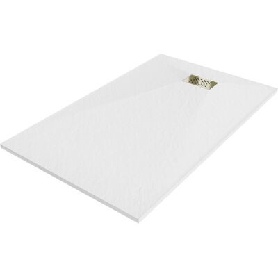 Mexen Hugo brodzik prostokątny SMC 150 x 90 cm, biały, maskownica złota - 42109015-G Mexen Hugo brodzik prostokątny SMC 150 x 90 cm, biały, maskownica złota - 42109015-G