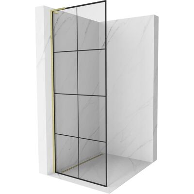 Mexen Kioto L ścianka prysznicowa Walk-in 90 x 200 cm, czarna kratka, złota szczotkowana - 800-090-103-55-77 Mexen Kioto L ścianka prysznicowa Walk-in 90 x 200 cm, czarna kratka, złota szczotkowana - 800-090-103-55-77