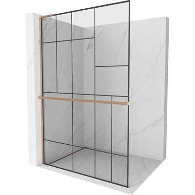 Mexen Kioto+ L ścianka prysznicowa z półką Walk-in 80 x 200 cm, czarny wzór, miedź szczotkowana - 800-080-123-65-78 Mexen Kioto+ L ścianka prysznicowa z półką Walk-in 80 x 200 cm, czarny wzór, miedź szczotkowana - 800-080-123-65-78