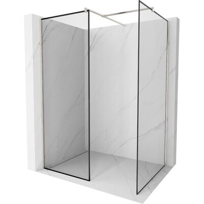 Mexen Kioto ścianka prysznicowa Walk-in 100 x 70 cm, czarna ramka, nikiel szczotkowany - 800-100-202-97-70-070 Mexen Kioto ścianka prysznicowa Walk-in 100 x 70 cm, czarna ramka, nikiel szczotkowany - 800-100-202-97-70-070