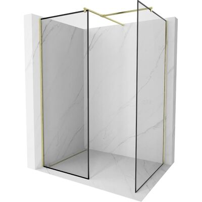 Mexen Kioto ścianka prysznicowa Walk-in 100 x 70 cm, czarna ramka, złota szczotkowana - 800-100-202-55-70-070 Mexen Kioto ścianka prysznicowa Walk-in 100 x 70 cm, czarna ramka, złota szczotkowana - 800-100-202-55-70-070