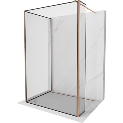 Mexen Kioto ścianka prysznicowa Walk-in 110 x 90 x 40 cm, czarna ramka, miedź szczotkowana - 800-110-090-221-65-70-040 Mexen Kioto ścianka prysznicowa Walk-in 110 x 90 x 40 cm, czarna ramka, miedź szczotkowana - 800-110-090-221-65-70-040