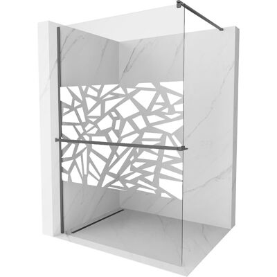 Mexen Kioto+ ścianka prysznicowa z półką Walk-in 70 x 200 cm, biały wzór, gun metal - 800-070-121-95-85 Mexen Kioto+ ścianka prysznicowa z półką Walk-in 70 x 200 cm, biały wzór, gun metal - 800-070-121-95-85