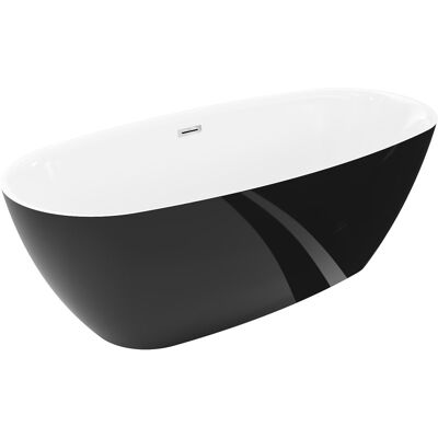Mexen Luvo Slim wanna wolnostojąca 170 x 75 cm, biała/czarna, przelew chrom - 52801707575-01 Mexen Luvo Slim wanna wolnostojąca 170 x 75 cm, biała/czarna, przelew chrom - 52801707575-01