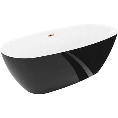 Mexen Luvo Slim wanna wolnostojąca 170 x 75 cm, biała/czarna, przelew różowe złoto - 52801707575-60 Mexen Luvo Slim wanna wolnostojąca 170 x 75 cm, biała/czarna, przelew różowe złoto - 52801707575-60