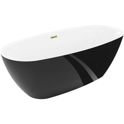Mexen Luvo Slim wanna wolnostojąca 170 x 75 cm, biała/czarna, przelew złoty - 52801707575-50 Mexen Luvo Slim wanna wolnostojąca 170 x 75 cm, biała/czarna, przelew złoty - 52801707575-50