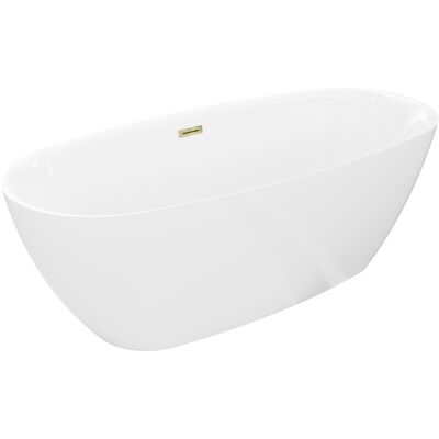 Mexen Luvo Slim wanna wolnostojąca 170 x 75 cm, biała, przelew złoty - 52801707500-50 Mexen Luvo Slim wanna wolnostojąca 170 x 75 cm, biała, przelew złoty - 52801707500-50