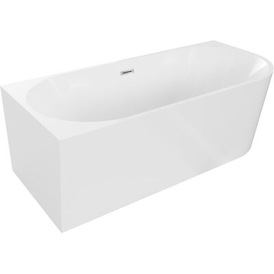 Mexen Mia wanna wolnostojąca narożna lewa 160 x 75 cm, biała, przelew chrom - 52691607500L-01 Mexen Mia wanna wolnostojąca narożna lewa 160 x 75 cm, biała, przelew chrom - 52691607500L-01