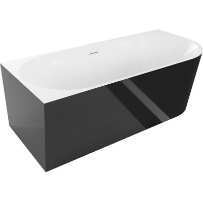 Mexen Mia wanna wolnostojąca narożna lewa 160 x 80 cm, biała/czarna, przelew biały - 52691608075L-20 Mexen Mia wanna wolnostojąca narożna lewa 160 x 80 cm, biała/czarna, przelew biały - 52691608075L-20