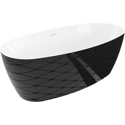 Mexen Olea wanna wolnostojąca wzór 170 x 80 cm, biała/czarna, przelew biały - 52821708075-20 Mexen Olea wanna wolnostojąca wzór 170 x 80 cm, biała/czarna, przelew biały - 52821708075-20