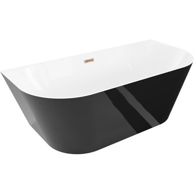 Mexen Oval Slim wanna wolnostojąca przyścienna 170 x 80 cm, biała/czarna, przelew różowe złoto - 52661708075-60 Mexen Oval Slim wanna wolnostojąca przyścienna 170 x 80 cm, biała/czarna, przelew różowe złoto - 52661708075-60
