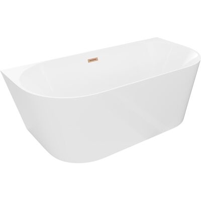 Mexen Oval Slim wanna wolnostojąca przyścienna 170 x 80 cm, biała, przelew miedź szczotkowana - 52661708000-65 Mexen Oval Slim wanna wolnostojąca przyścienna 170 x 80 cm, biała, przelew miedź szczotkowana - 52661708000-65