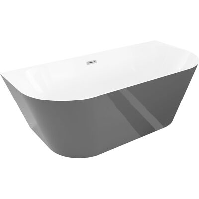Mexen Oval Slim wanna wolnostojąca przyścienna 170 x 80 cm, biała/szara, przelew chrom - 52661708062-01 Mexen Oval Slim wanna wolnostojąca przyścienna 170 x 80 cm, biała/szara, przelew chrom - 52661708062-01