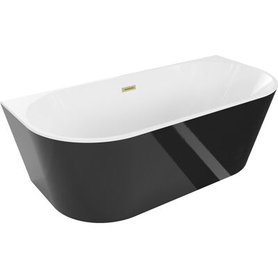 Mexen Oval wanna wolnostojąca przyścienna 150 x 75 cm, biała/czarna, przelew złoty szczotkowany - 52671507575-55 Mexen Oval wanna wolnostojąca przyścienna 150 x 75 cm, biała/czarna, przelew złoty szczotkowany - 52671507575-55