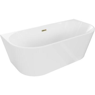Mexen Oval wanna wolnostojąca przyścienna 150 x 75 cm, biała, przelew złoty - 52671507500-50 Mexen Oval wanna wolnostojąca przyścienna 150 x 75 cm, biała, przelew złoty - 52671507500-50