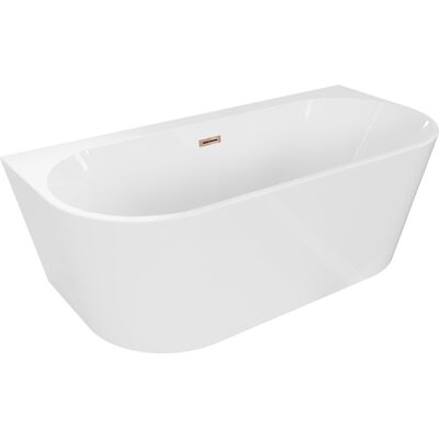 Mexen Oval+ wanna wolnostojąca przyścienna 170 x 80 cm, biała, przelew różowe złoto - 52681708000-60 Mexen Oval+ wanna wolnostojąca przyścienna 170 x 80 cm, biała, przelew różowe złoto - 52681708000-60