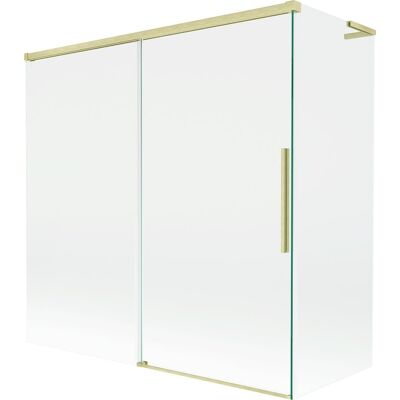 Mexen Rox L parawan nawannowy 2-skrzydłowy rozsuwany 160 + 75 x 150 cm, transparent, złoty szczotkowany - 8C9L-160-075-55-00 Mexen Rox L parawan nawannowy 2-skrzydłowy rozsuwany 160 + 75 x 150 cm, transparent, złoty szczotkowany - 8C9L-160-075-55-00