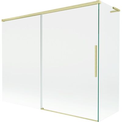 Mexen Rox L parawan nawannowy 2-skrzydłowy rozsuwany 190 + 90 x 150 cm, transparent, złoty szczotkowany - 8C9L-190-090-55-00 Mexen Rox L parawan nawannowy 2-skrzydłowy rozsuwany 190 + 90 x 150 cm, transparent, złoty szczotkowany - 8C9L-190-090-55-00