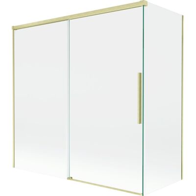Mexen Rox parawan nawannowy 2-skrzydłowy rozsuwany 160 + 75 x 150 cm, transparent, złoty szczotkowany - 8C9-160-075-55-00 Mexen Rox parawan nawannowy 2-skrzydłowy rozsuwany 160 + 75 x 150 cm, transparent, złoty szczotkowany - 8C9-160-075-55-00