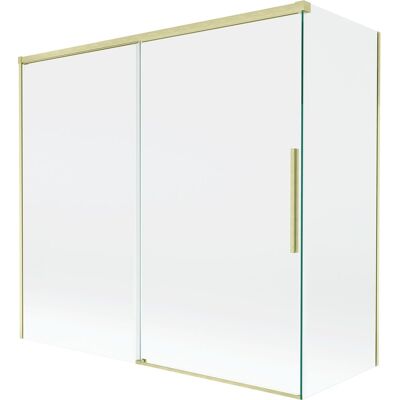 Mexen Rox parawan nawannowy 2-skrzydłowy rozsuwany 170 + 75 x 150 cm, transparent, złoty szczotkowany - 8C9-170-075-55-00 Mexen Rox parawan nawannowy 2-skrzydłowy rozsuwany 170 + 75 x 150 cm, transparent, złoty szczotkowany - 8C9-170-075-55-00